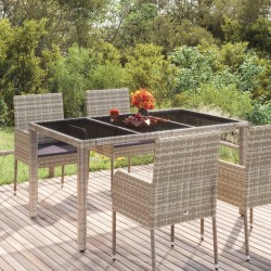 Sonata H Градинска маса със стъклен плот сива 150x90x75 см полиратан - Mese de grădină