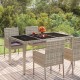 Sonata H Градинска маса със стъклен плот сива 150x90x75 см полиратан