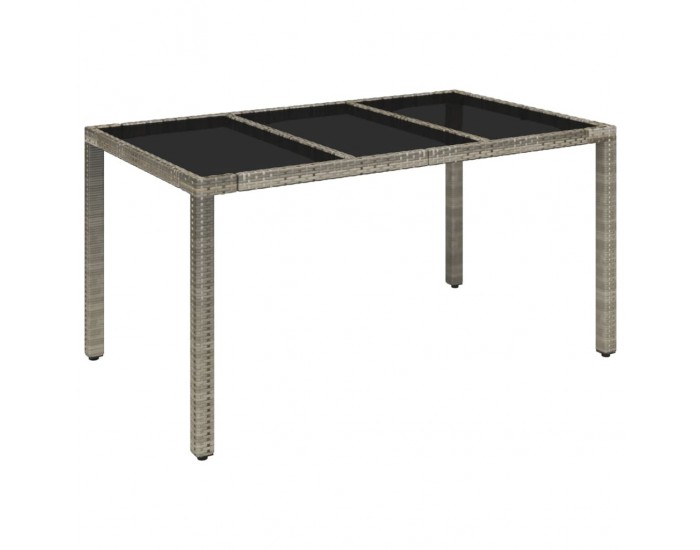 Sonata H Градинска маса със стъклен плот сива 150x90x75 см полиратан
