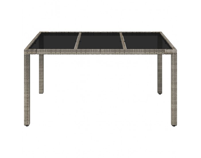 Sonata H Градинска маса със стъклен плот сива 150x90x75 см полиратан