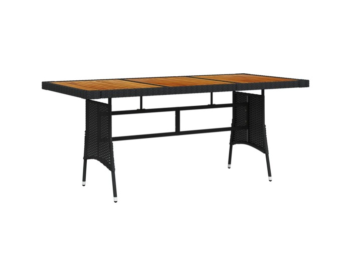 Sonata Masă de grădină negru 160x70x72 cm poliratan/lemn masiv acacia