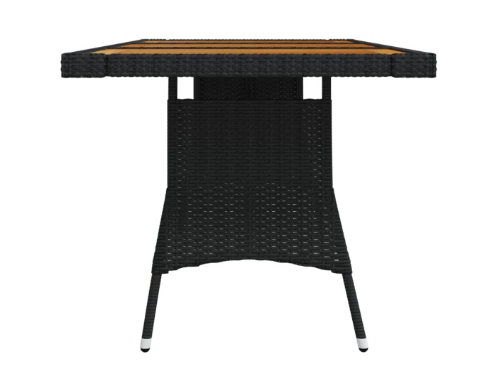 Sonata Masă de grădină negru 160x70x72 cm poliratan/lemn masiv acacia
