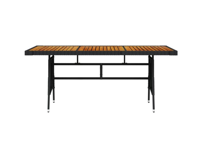 Sonata Masă de grădină negru 160x70x72 cm poliratan/lemn masiv acacia