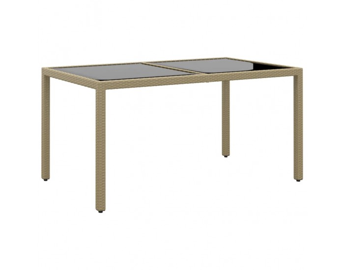 Sonata H Градинска маса 150x90x75 см закалено стъкло и полиратан бежова
