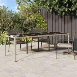 Sonata H Градинска маса бежова 250x100x75 см закалено стъкло и полиратан - Mese de grădină