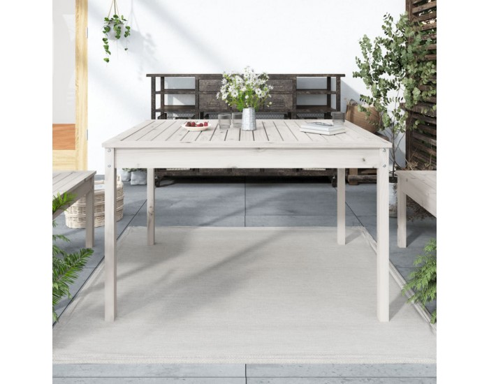 Sonata H Градинска маса бяла 121x82,5x76 см борово дърво масив