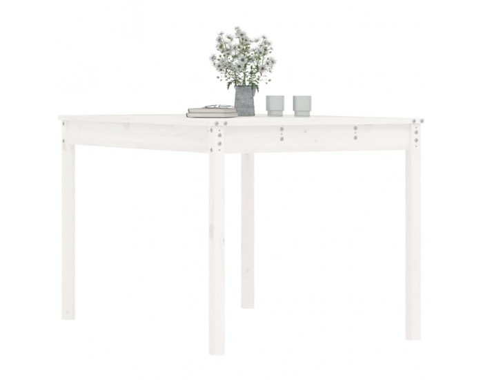 Sonata H Градинска маса бяла 121x82,5x76 см борово дърво масив