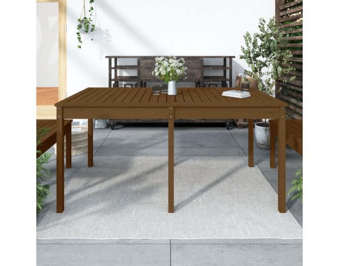 Sonata H Градинска маса меденокафява 159,5x82,5x76 см борово дърво масив