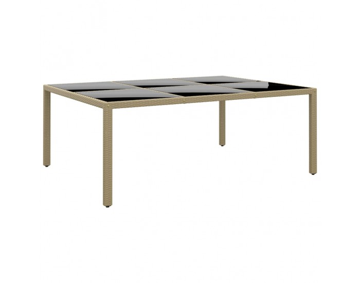 Sonata H Градинска маса 200x150x75 см закалено стъкло и полиратан бежова