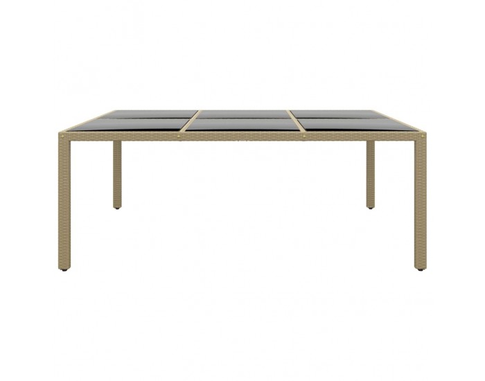 Sonata H Градинска маса 200x150x75 см закалено стъкло и полиратан бежова