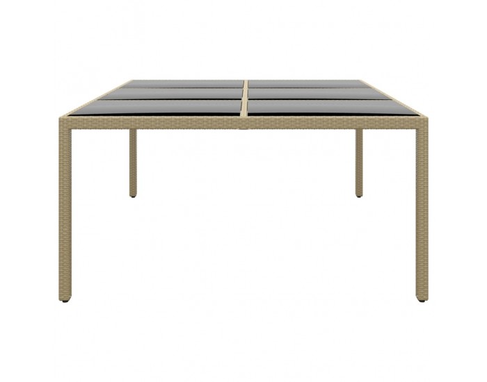 Sonata H Градинска маса 200x150x75 см закалено стъкло и полиратан бежова