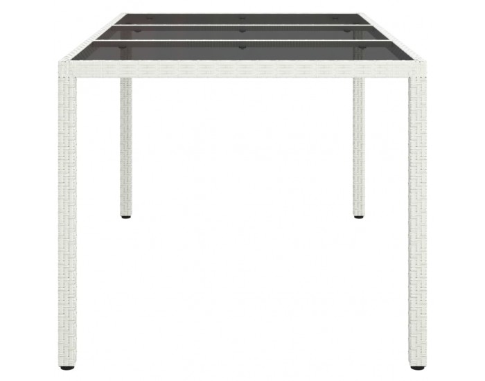 Sonata H Градинска маса 150x90x75 см закалено стъкло и полиратан бяла