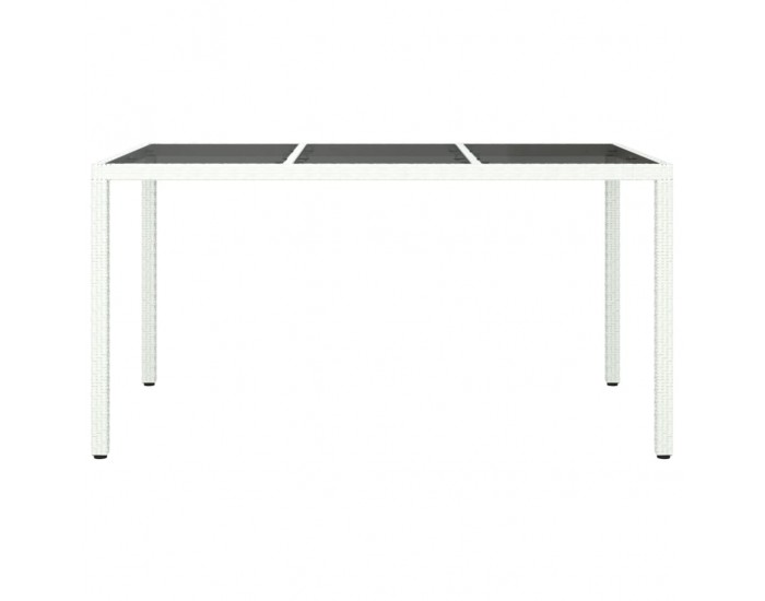 Sonata H Градинска маса 150x90x75 см закалено стъкло и полиратан бяла