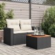 Sonata H Градинска маса черна 55x55x37 см полиратан и акациево дърво