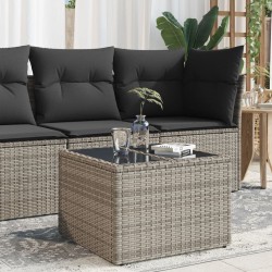 Sonata H Градинска маса със стъклен плот сива 55x55x37 см полиратан - Mese de grădină