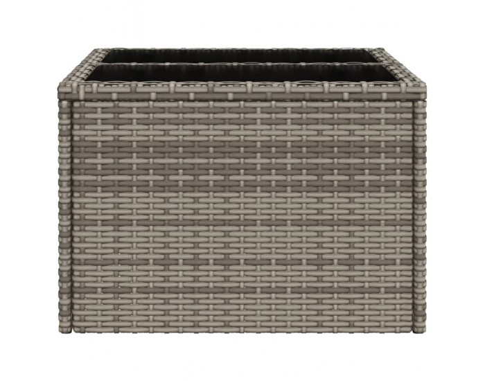 Sonata H Градинска маса със стъклен плот сива 55x55x37 см полиратан