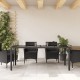 Sonata H Градинска маса със стъклен плот черен 190x90x75 см полиратан