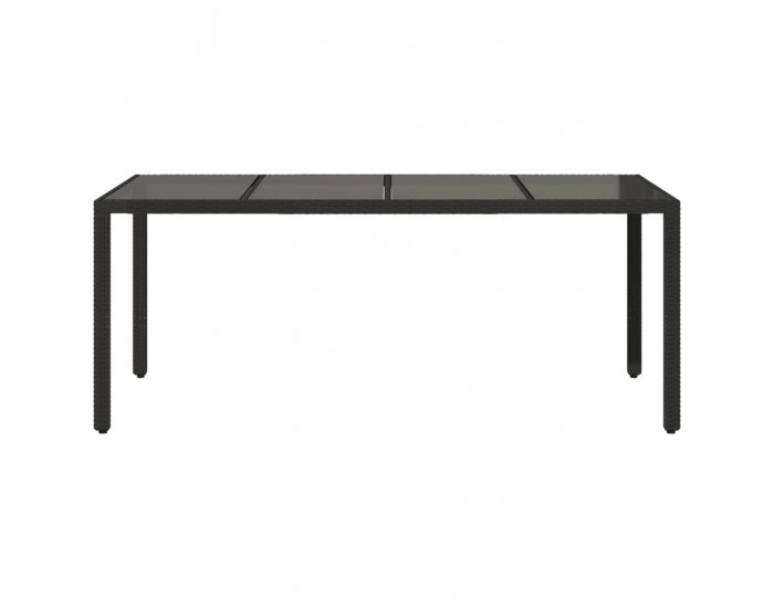 Sonata H Градинска маса със стъклен плот черен 190x90x75 см полиратан