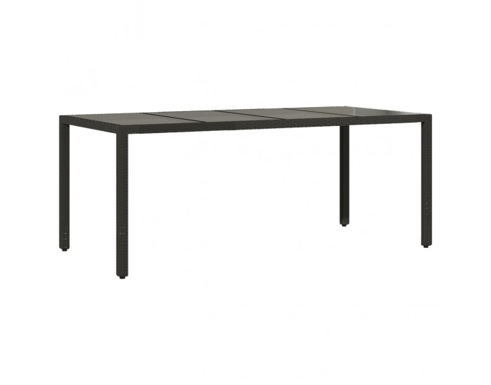 Sonata H Градинска маса със стъклен плот черен 190x90x75 см полиратан