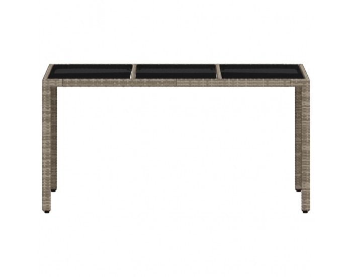 Sonata H Градинска маса стъклен плот светлосива 150x90x75 см полиратан