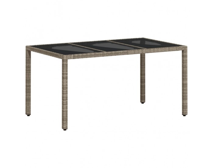 Sonata H Градинска маса стъклен плот светлосива 150x90x75 см полиратан