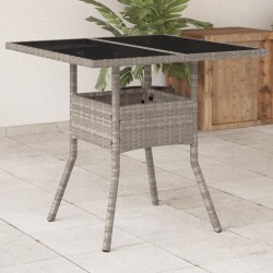 Sonata H Градинска маса със стъклен плот светлосив 80x80x75 см полиратан - Mese de grădină