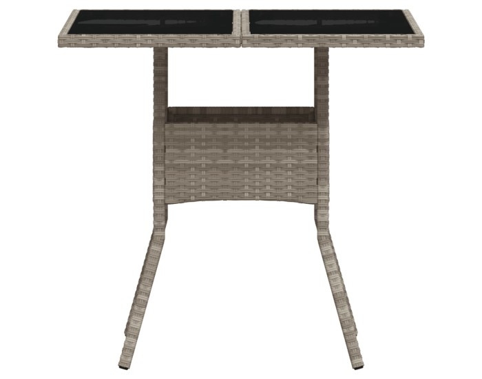 Sonata Masă grădină blat din sticlă gri deschis 80x80x75 cm poliratan