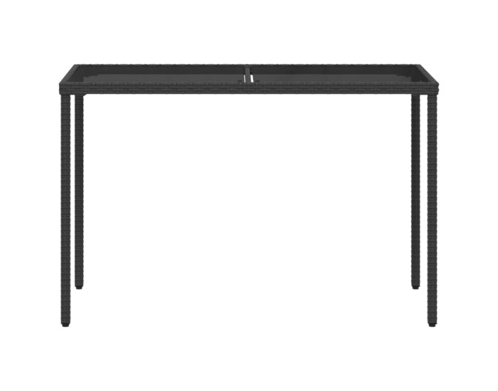 Sonata Masă grădină cu blat din sticlă, negru, 115x54x74 cm, poliratan