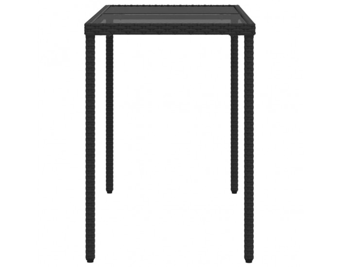 Sonata H Градинска маса със стъклен плот черен 115x54x74 см полиратан