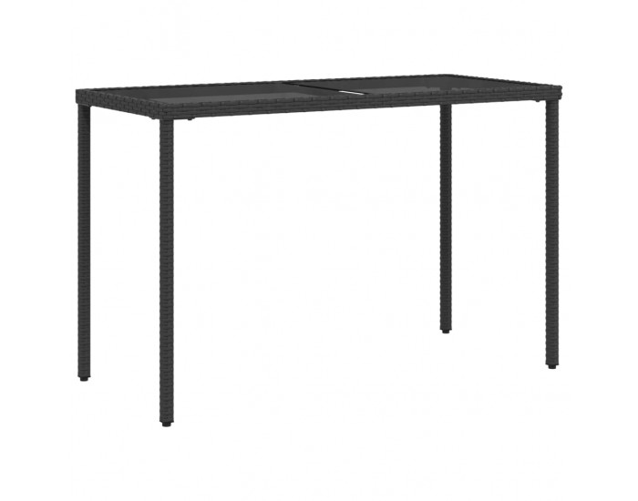 Sonata H Градинска маса със стъклен плот черен 115x54x74 см полиратан