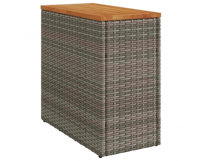 Sonata H Градинска маса с дървен плот сива 58x27,5x55 см полиратан