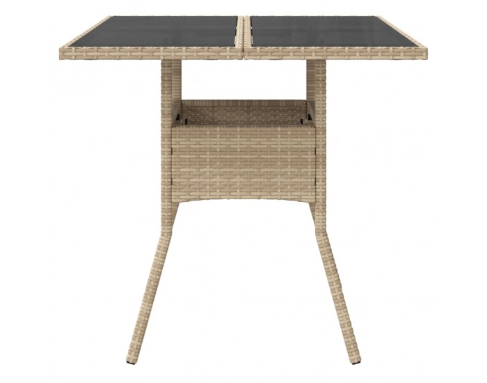 Sonata H Градинска маса със стъклен плот бежова 80x80x75 см полиратан