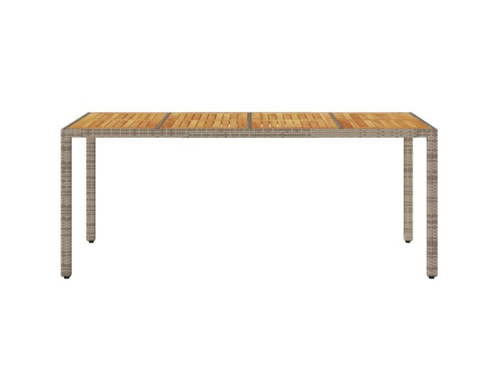 Sonata Masă grădină, blat din lemn acacia gri 190x90x75 cm poliratan