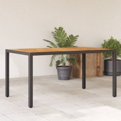 Sonata H Градинска маса с плот от акация, черно, 150x90x75 см, полиратан - Mese de grădină