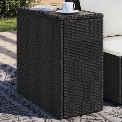 Sonata H Градинска маса със стъклен плот черна 58x27,5x55 см полиратан - Mese de grădină