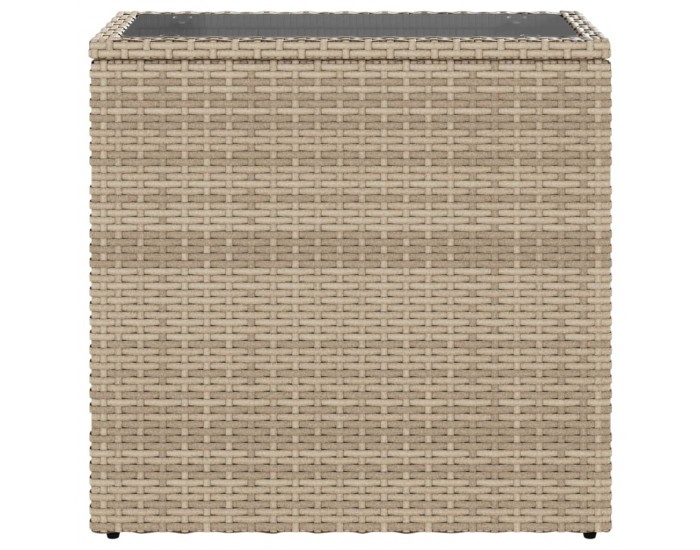 Sonata H Градинска маса със стъклен плот бежова 58x27,5x55 см полиратан