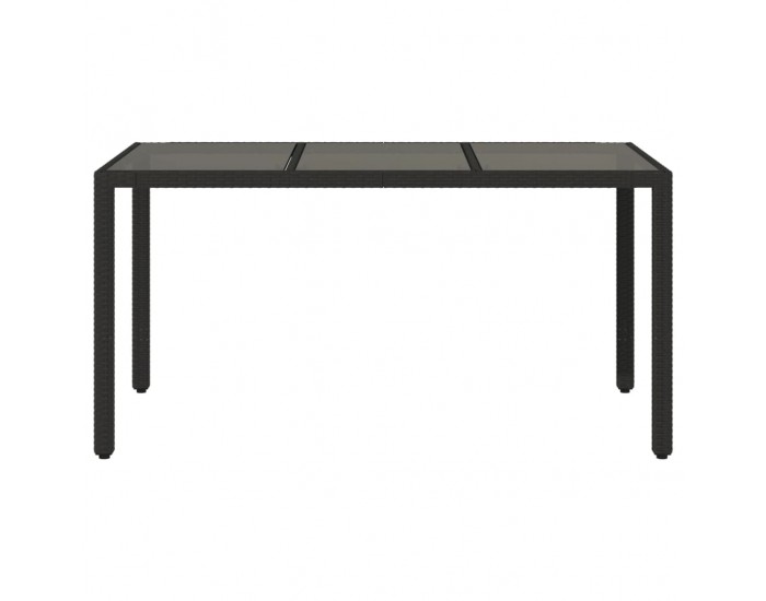Sonata H Градинска маса със стъклен плот черен 150x90x75 см полиратан