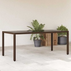 Sonata H Градинска маса със стъклен плот кафява 190x90x75 см полиратан - Mese de grădină