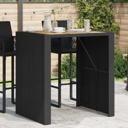 Sonata H Градинска бар маса с плот акация черно 105x80x110 см полиратан - Mese de grădină