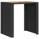 Sonata H Градинска бар маса с плот акация черно 105x80x110 см полиратан