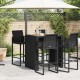 Sonata H Градинска бар маса с плот акация черно 105x80x110 см полиратан