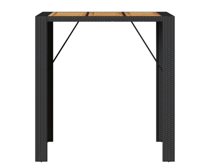Sonata Masă bar grădină blat lemn acacia negru 105x80x110 cm poliratan