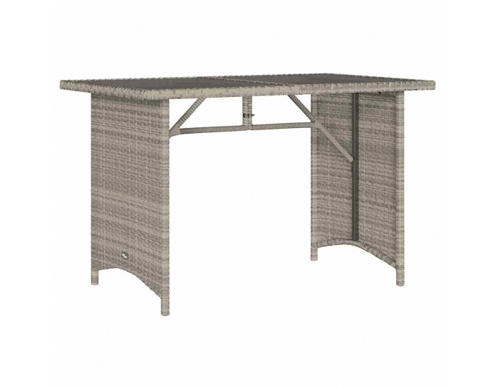 Sonata H Градинска маса стъклен плот светлосива 110x68x70 см полиратан