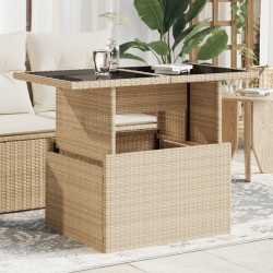 Sonata H Градинска маса със стъклен плот бежов 100x55x73 см полиратан - Mese de grădină