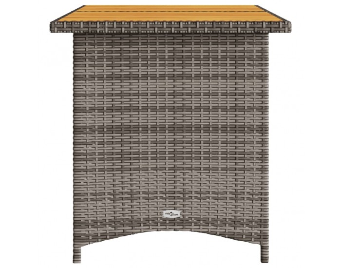 Sonata H Градинска маса с дървен плот сива 110x68x70 см полиратан