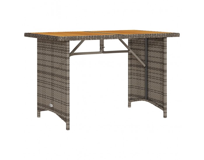 Sonata H Градинска маса с дървен плот сива 110x68x70 см полиратан