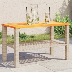 Sonata H Градинска маса, бежов, 70x38x42 см, полиратан и акациево дърво - Mese de grădină