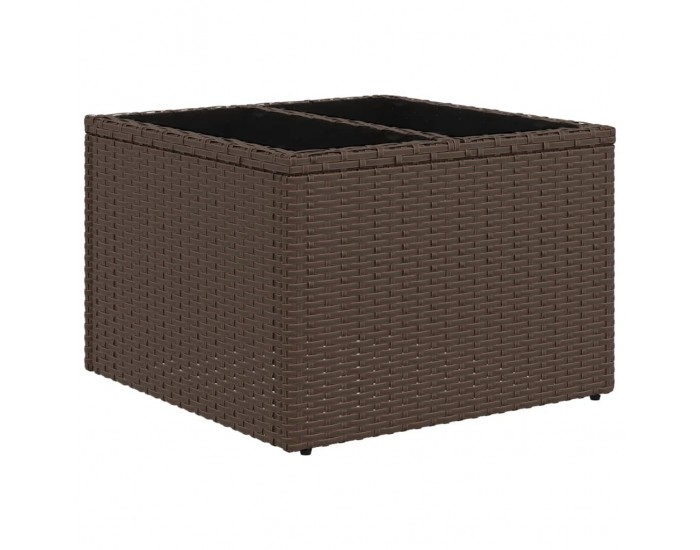 Sonata H Градинска маса със стъклен плот kафяв 55x55x37 см полиратан