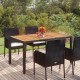 Sonata H Градинска маса с дървен плот черна 150x90x75 см полиратан