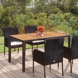 Sonata H Градинска маса с дървен плот черна 150x90x75 см полиратан - Mese de grădină